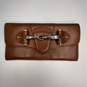 Gucci Horsebit Leather Wallet Brown Fold Over Clutch Long Wallet